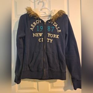 Aeropostale navy women zip up hoodie